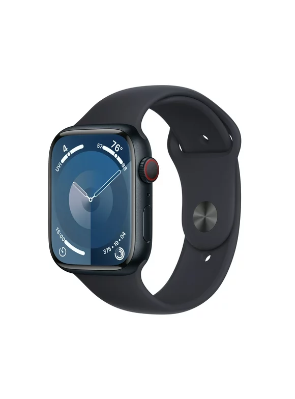 Apple Watch Series 9 GPS + Cellular 45mm Midnight Aluminum Case with Midnight Sport Band - M/L. Fitness Tracker, ECG Apps, Always-On Retina Display, Water Resistant