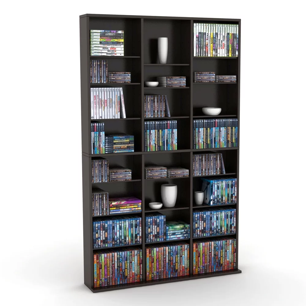 Atlantic 60" Oskar Adjustable 12-Shelf Media Storage Bookcase, Espresso