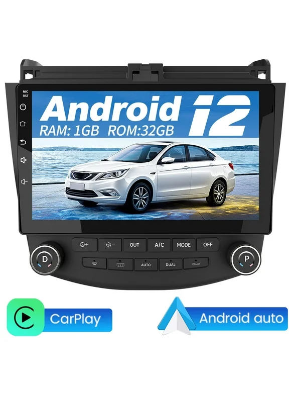 Awesafe Wireless Carplay Andriod Auto Car Radio Stereo 10 inch Touch Screen for Honda Accord 7th 2003 2004 2005 2006 2007 Android 12 with New GSP FM Bluetooth Wifi