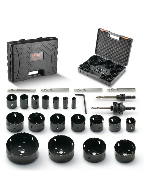 BENTISM Bi-Metal Hole Saw Kit, 18PCS Hole Saw Set with 3/4" to 4-1/2", 6 Drill Bits, M42 Hole Saw Set with High Strength Hard Alloy Steel, Mandrels, Hex Key, Drill Bits for Metal, PVC Board, Wood