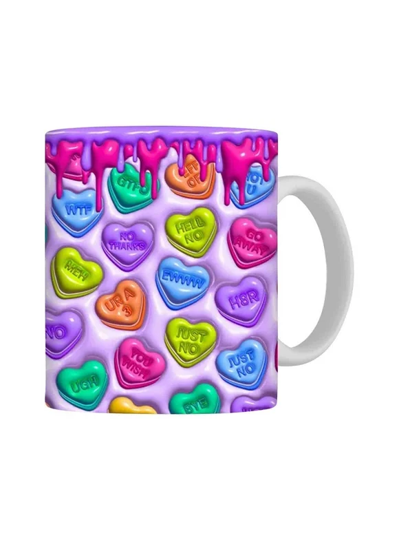 BGZLEU Valentine' Day Cute Funny 3D Coffee Mug 15oz Valentine Love Heart Coffee Cup Tea Milk Juice Mug Novelty Gifts for Couple Newlyweds Girl Boy Her Him