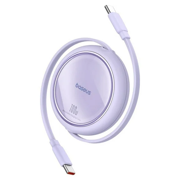 Baseus USB C Cable Retractable Charging Cable Type C Cord USB C to USB C Fast Charging Cable USB C Charger, Purple