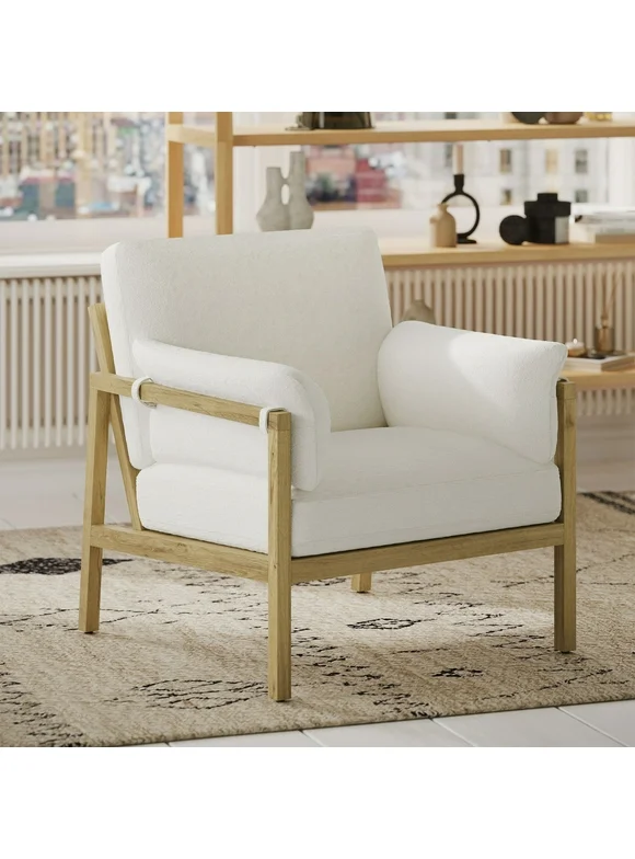 Beautiful Wrap Me Up Accent Chair with Removable Cushions by Drew, Cream