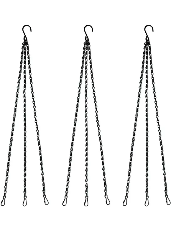 Benvo 24 inch Long Hanging Chains for Plants Flower Pot Basket Chains 3 Point Replacement Chain Hangers for Lanterns, Bird Feeders, Planters and Other Ornaments (Pack of 3)