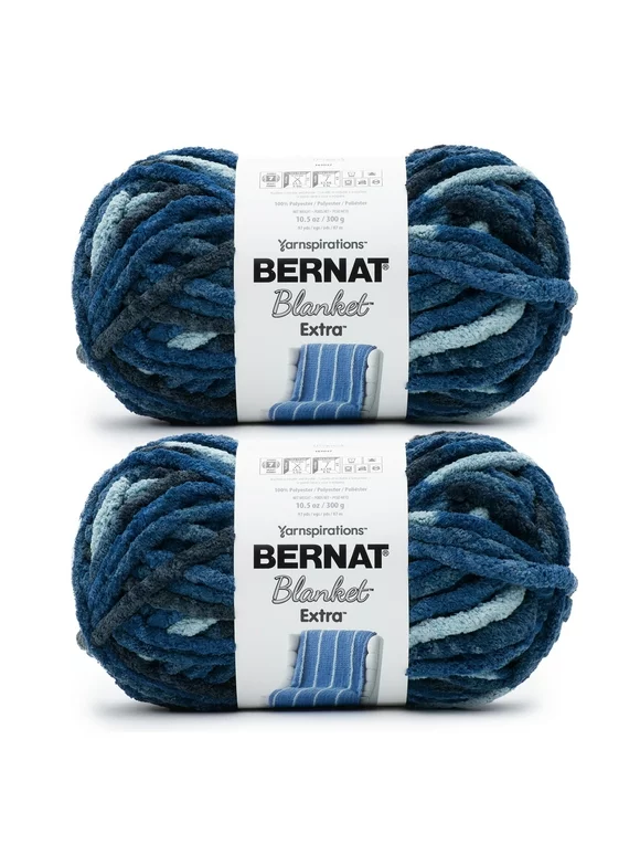 Bernat® Blanket Extra™ #7 Jumbo Polyester Yarn, Teal Dreams 10.5oz/300g, 97 Yards (2 Pack)