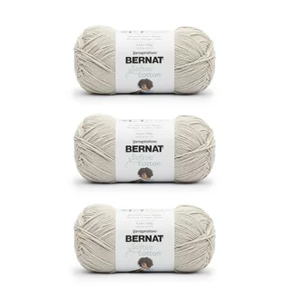 Bernat® Softee® Cotton™ #3 Light Cotton Blend Yarn, Feather Gray 4.2oz/120g, 254 Yards (3 Pack)