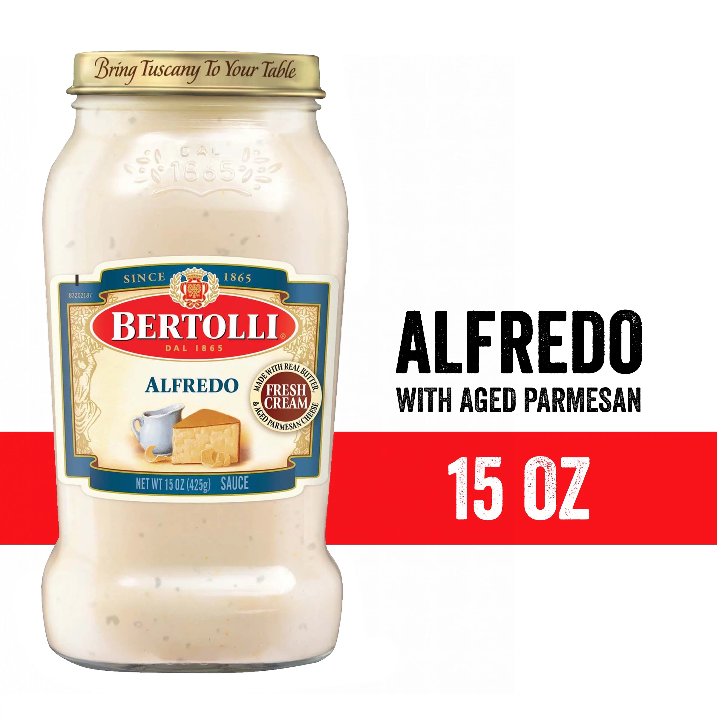 Bertolli Alfredo Pasta Sauce with Aged Parmesan Cheese, Made with Fresh Cream and Real Butter, 15 oz