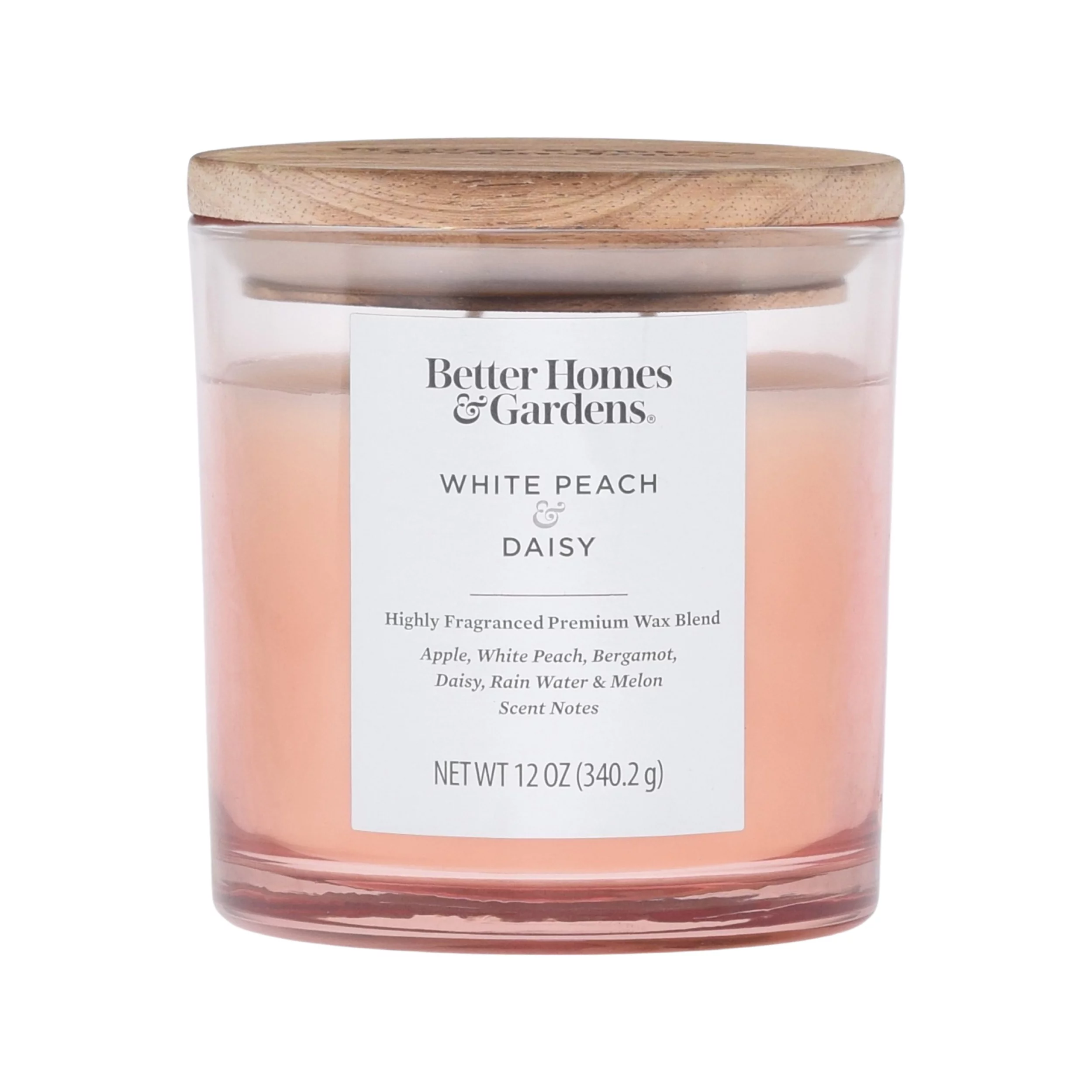 Better Homes & Gardens 12oz White Peach & Daisy Scented 2-Wick Ombre Jar Candle