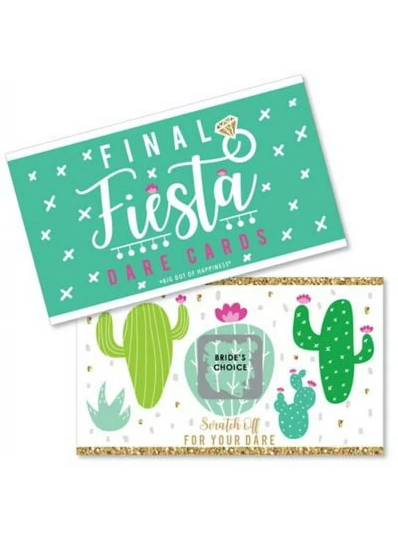 Big Dot of Happiness Final Fiesta - Last Fiesta Bachelorette Party Game Scratch Off Dare Cards - 22 Count