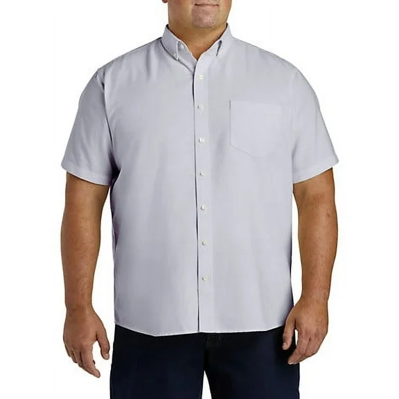 Big + Tall Essentials by DXL Men's Big and Tall  Men's Oxford Sport Shirt, Grey, 5XLT Grey 5XLT