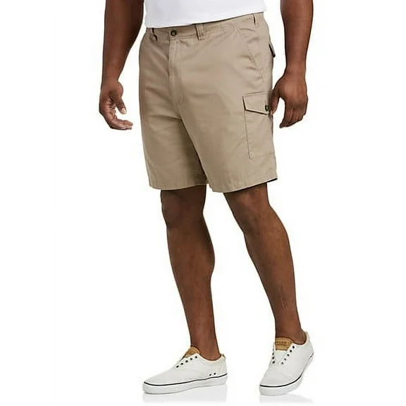 Big + Tall Essentials by DXL Men's Big and Tall  Men's Twill Cargo Shorts, Dark Khaki, 42 Dark Khaki 42