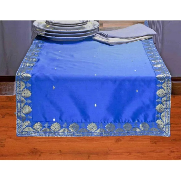 Blue - Hand Crafted Table Runner (India) - 16 X 108 Inches