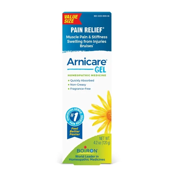 Boiron Arnicare Gel, Homeopathic Medicine for Pain Relief, Muscle Pain & Stiffness, Swelling from Injuries, Bruises, 4.2 oz