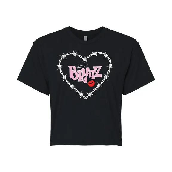 Bratz - Bratz Original Logo - Barbed Wire Heart - Juniors Cropped Cotton Blend T-Shirt