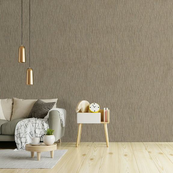 Brown Grasscloth Peel and Stick Wallpaper Textured 17.7"×100" Self Adhesive Faux Linen Wallpaper Removable Wall Covering for Bedroom Modern Grass Cloth Fabric Wallpaper for Cabinets Liners