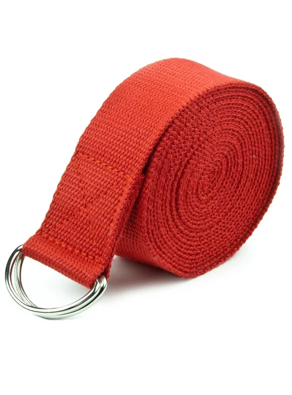 Brybelly Holdings  8 ft. Cotton Yoga Strap with Metal D-Ring, Red