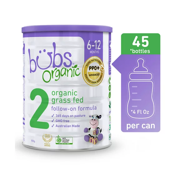 Bubs Organic® Grass Fed Follow-on Formula Stage 2, 800g (6-12 Months)