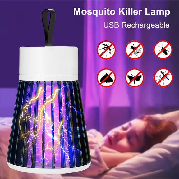 Bug Zapper, Electric Mosquito Zapper Portable Camp Mosquito Killer Rechargeable Indoor Bug Zapper Outdoor Mosquitoes Light with Hanging Loop,Purple Light Mosquito Trap Up to 6 Hours of Battery