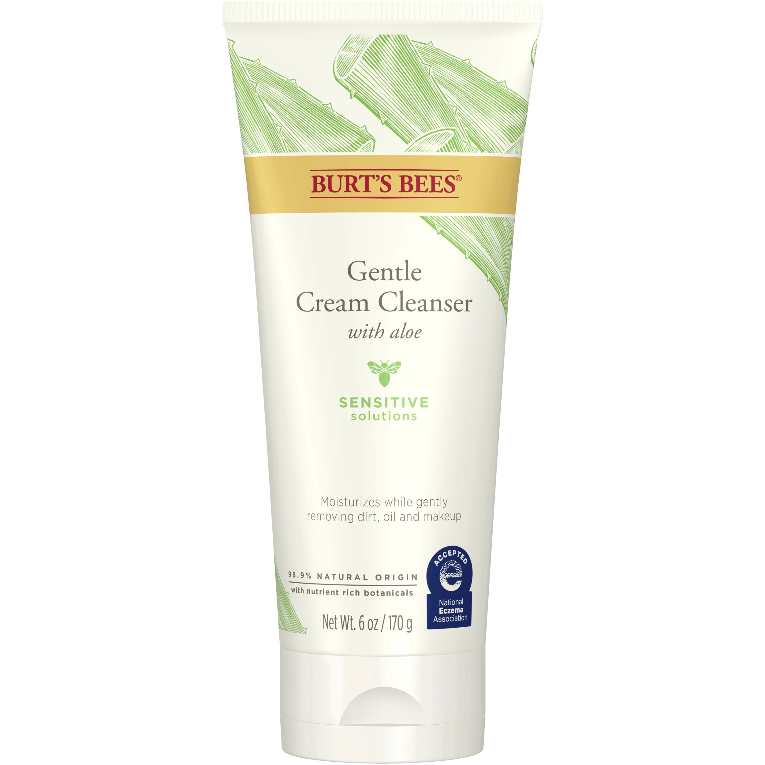 Burt's Bees Gentle Cream Cleanser with Aloe for Sensitive Skin, Face Cleanser, 6 oz