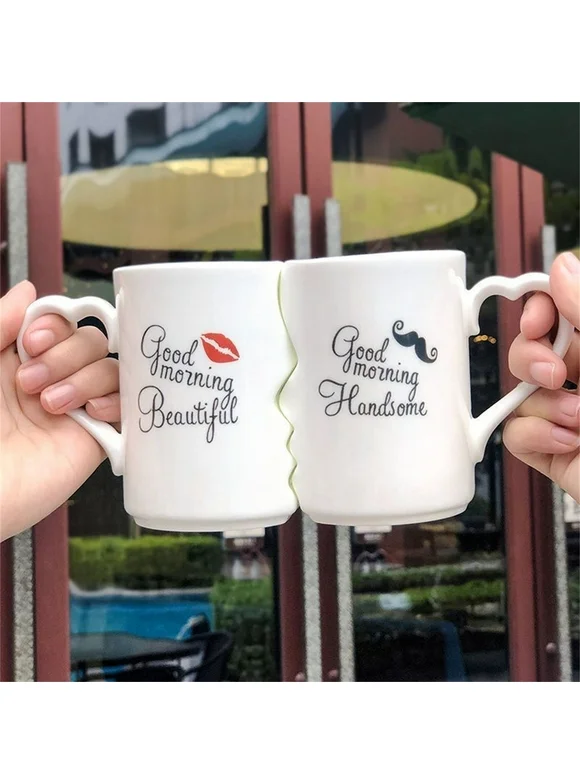 CRAMAX Ceramic Couple Mugs Valentine's Day Gift Kissing Couple Ceramic Cups Kissing Mugs Set 2 Coffee Cups