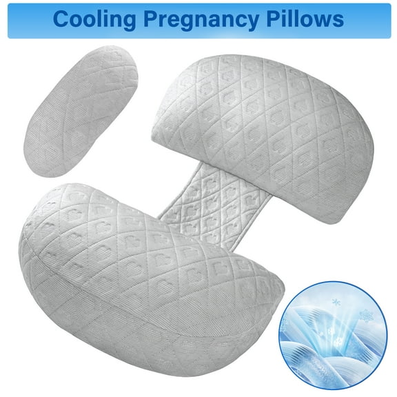 CZL Pregnancy Pillows Cooling for Women Sleeping, Full Body Pillow for Adults, Wedge Maternity Pillow with Detachable & Washable Cover, Side Sleeping Pillow for Back, Legs, Hips (Light Gray)