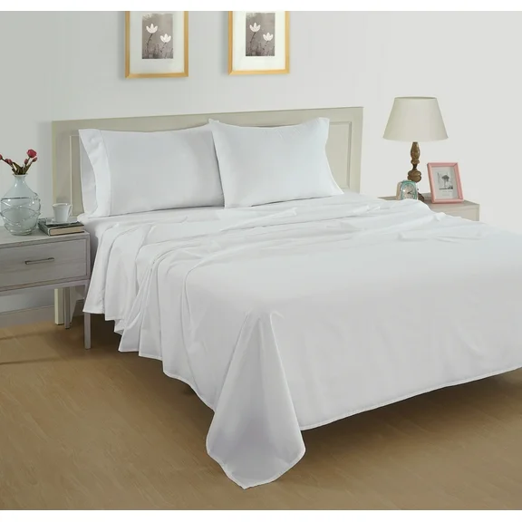 Casa Platino 100% Cotton 3 Piece Pure Percale Twin XL Size Bed Sheets Set, Fits Mattress Upto 15" Deep - White