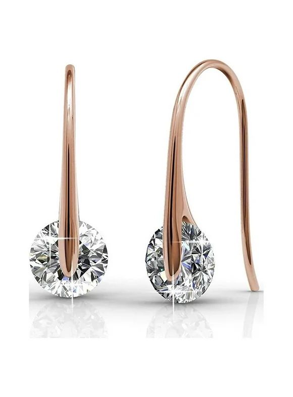 Cate & Chloe McKayla 18k Rose Gold Plated Drop Earrings | Crystal Earrings for Women, Jewelry Gift for Her