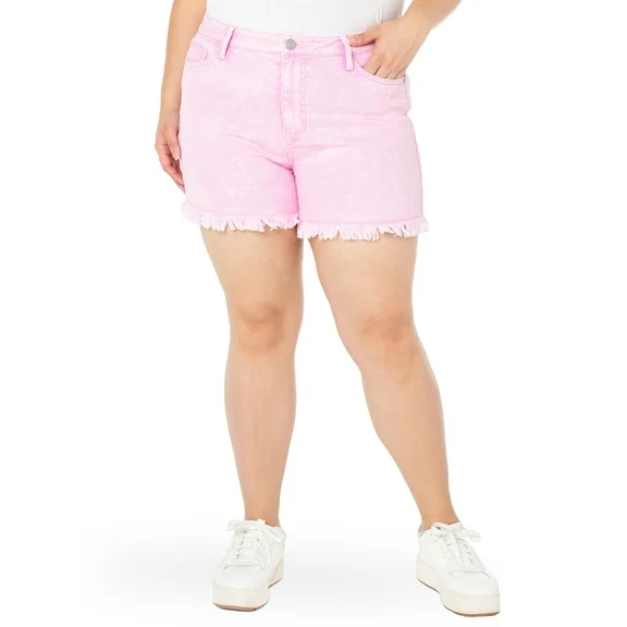 Celebrity Pink Juniors and Juniors Plus Ultra High Rise Fray Hem Denim Shorts, Sizes 1-24