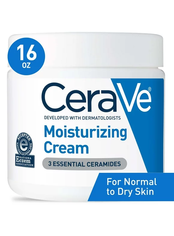 CeraVe Moisturizing Cream, Face & Body Moisturizer for Normal to Very Dry Skin, 16 oz