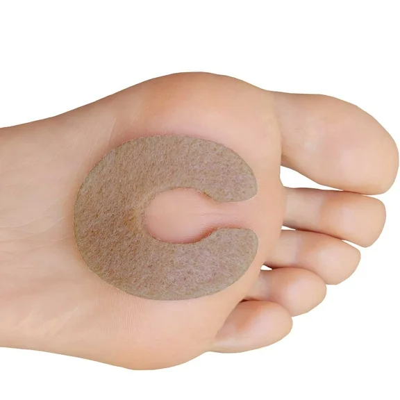Chiroplax C-Shaped Felt Callus Pads Ball of Foot Cushion Forefoot Protector Metatarsal Rubbing Pain Relief | 3/16" Thick (Pack of 30), Brown