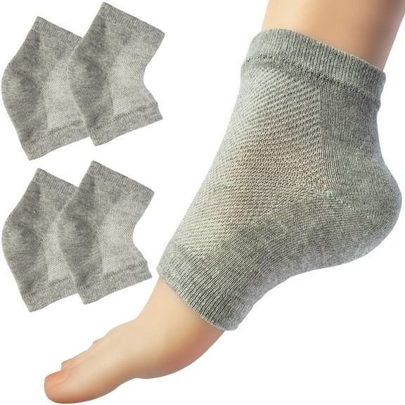 Chiroplax Vented Moisturizing Socks for Dry Cracked Heels Feet Treatment Gel Lined Spa to Repair Heal Soften Calluses Overnight, 2 Pairs (Gray)