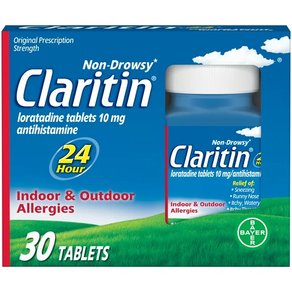 Claritin 24 Hour Non-Drowsy Allergy Medicine, Loratadine Antihistamine Tablets, 30 Ct
