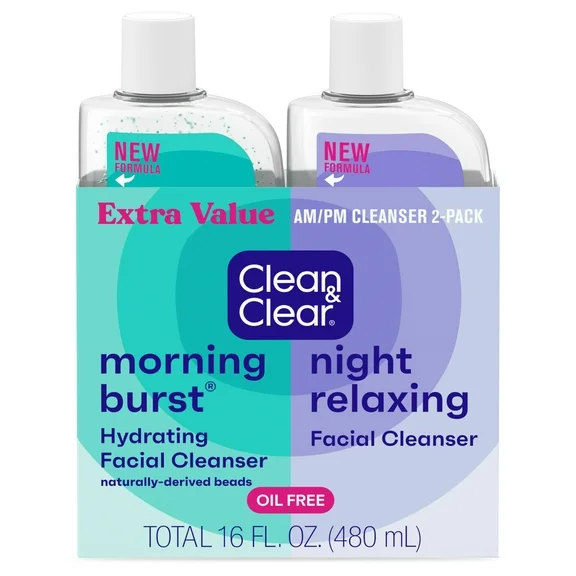 Clean & Clear Hydrating Morning Burst/Night Relaxing Set, 2 x 8 fl. oz
