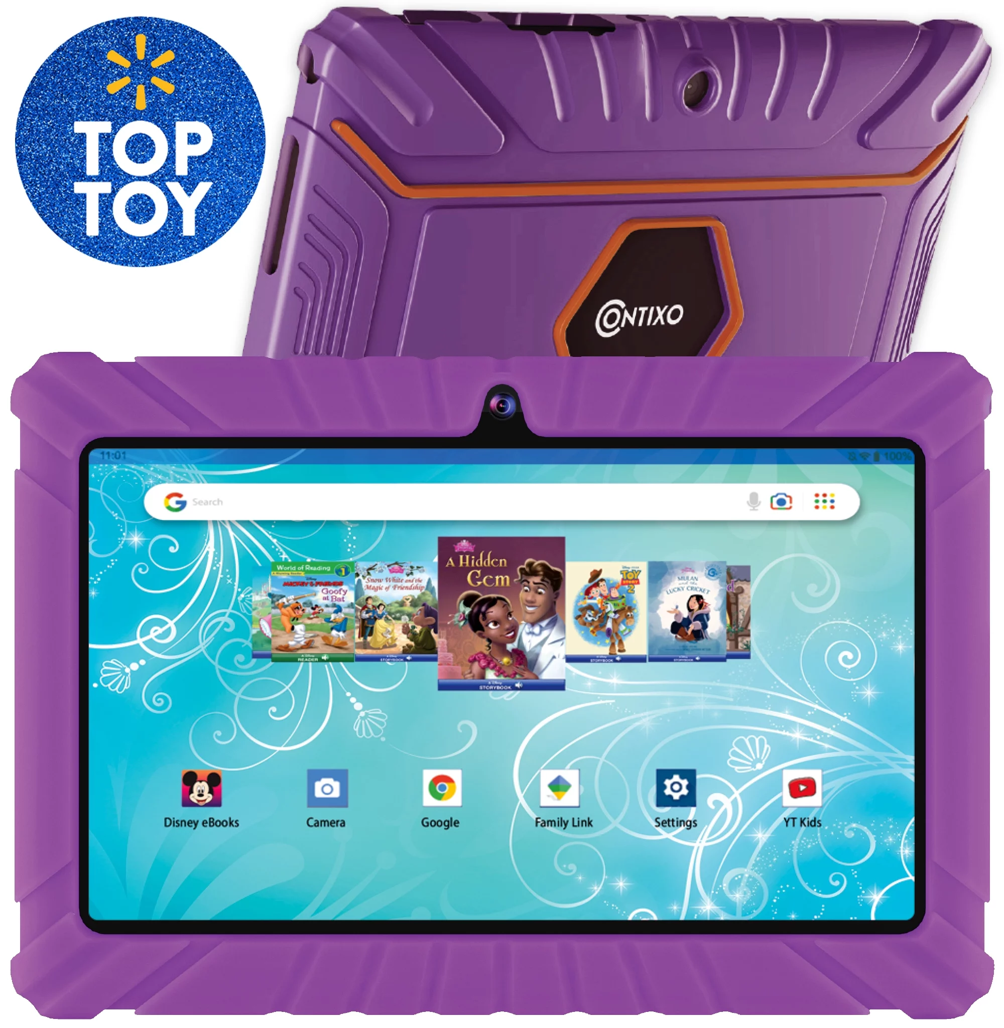 Contixo 7" Kids Tablet 32GB, 50+ Disney Storybooks, Kid-Proof Case (2024 Model) - Purple