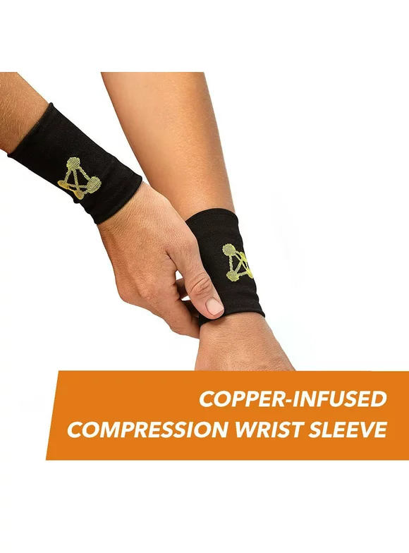 CopperJoint Compression Wrist Support - Copper-Infused Bands Support Improved Circulation, Recovery, Help Relieve Stiff & Sore Muscles - 1 Pair (X-Large)