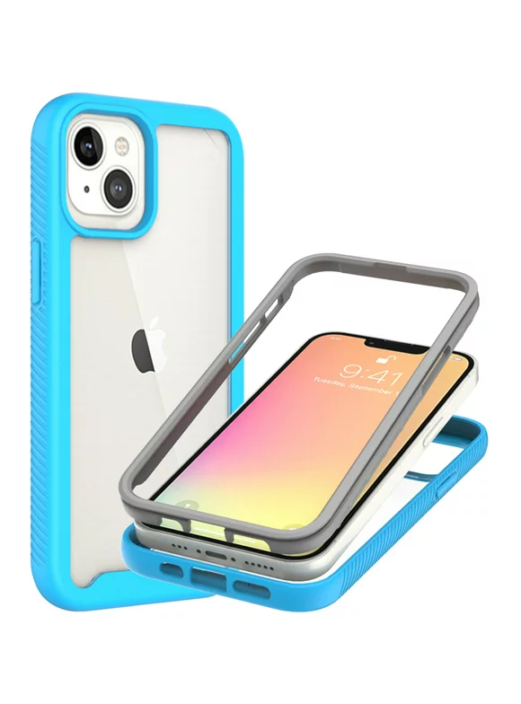CoverON For Apple iPhone 13 Mini Case, Military Grade Full Body Rugged Slim Fit Clear Phone Cover, Light Blue