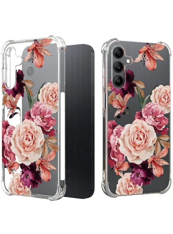 CoverON Phone Design For Samsung Galaxy A15 5G Case, Clear Flexible Soft Rubber Slim TPU Cover, Peony Flower