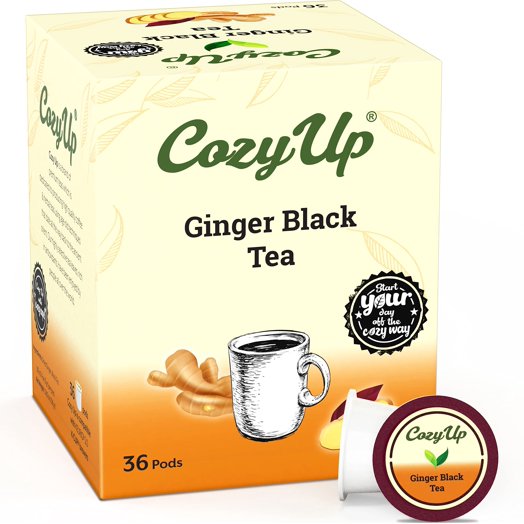 CozyUp Ginger Black Tea Pods, Compatible with Keurig K-Cup Brewers, 36-Count