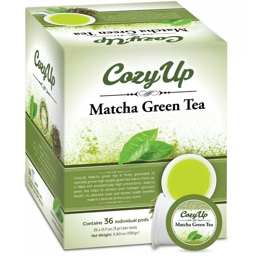 CozyUp Matcha Green Tea Pods Compatible with Keurig K-Cup Brewers, 36-Count