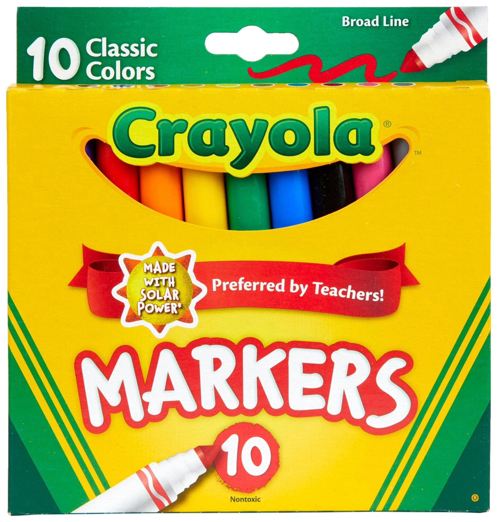 Crayola Broad Line Markers, 10 Ct, School Supplies for Kids, Teacher Supplies, Beginner Child