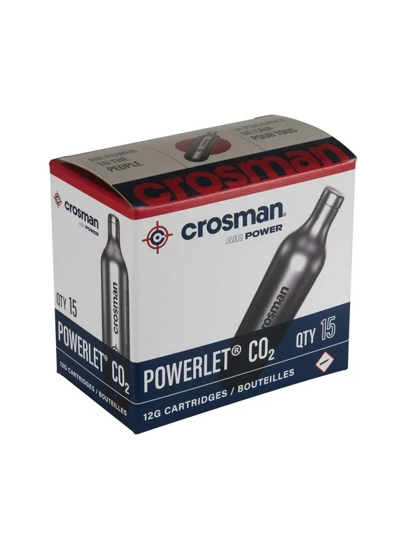 Crosman 12 Gram CO2 Powerlet, 15 Ct, C2315, for AirGuns and Paintball Markers