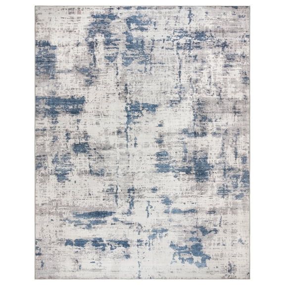 Crystal Print Cenis Blue/Grey Modern Industrial Abstract Non-Slip Washable Indoor Area Rug, 5x7
