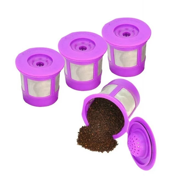 Delibru 4 Pack Reusable K Cups for Keurig Coffee Makers Fits 1.0 and 2.0 Models K-cups for Home Brew