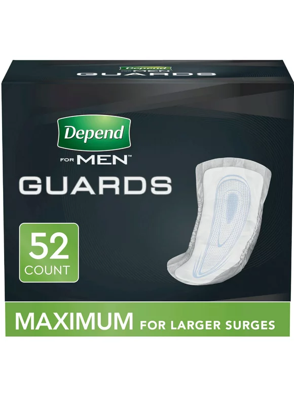 Depend Incontinence Guards/Incontinence Pads for Men/Bladder Control Pads, Maximum, 52ct