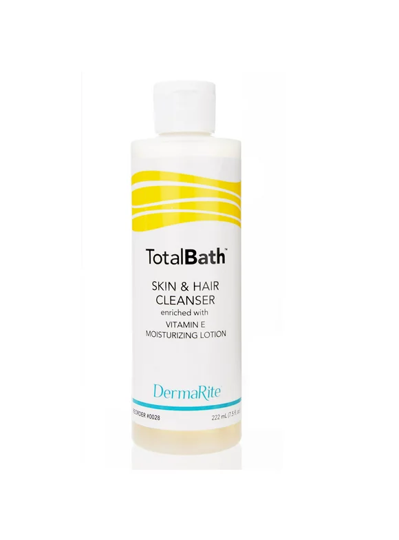DermaRite TotalBath Shampoo and Body Wash with Vitamin E, 7.5 oz Bottle, 1 Ct