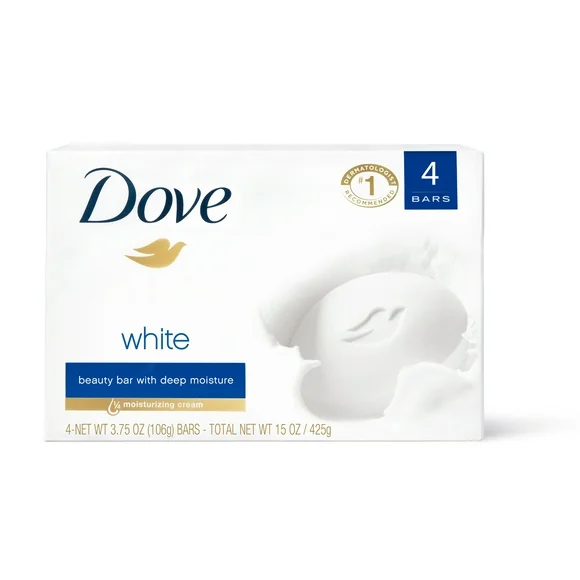 Dove Original Deep Moisturizing Beauty Bar Soap All Skin Type, Unscented, 3.75 oz (4 Bars)