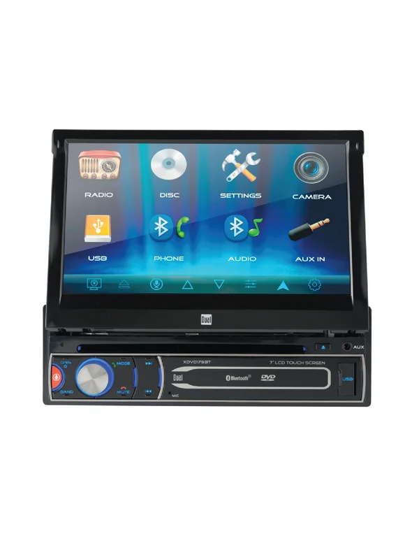 Dual Electronics XDVD179BT 7 inch Single DIN Car Stereo, Motorized Touch Screen, CD/DVD, New