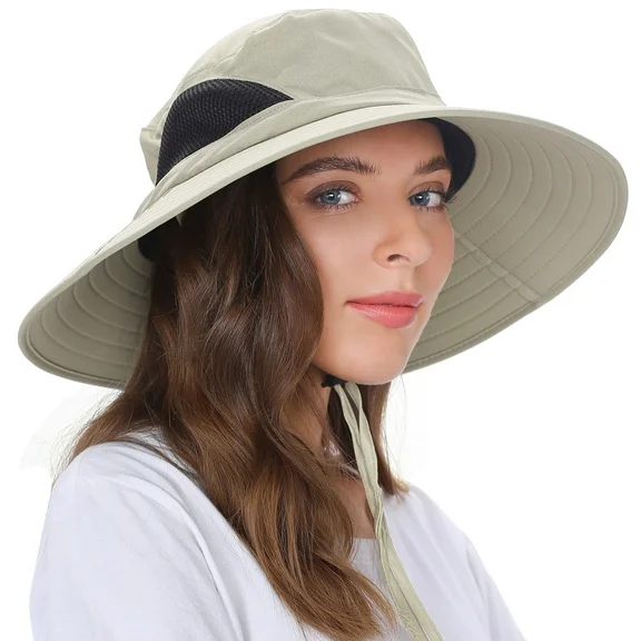 EINSKEY Sun Hat for Men Women,Boonie Hat Fishing Hiking Safari Beach,Waterproof Wide Brim Bucket Hat Beige