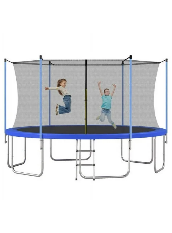 EUROCO 1500LB 14FT Trampoline for Adults and Kids, Trampoline with Enclosure ,Ladder,Heavy Duty Recreational Trampoline Capacity for 7-8 Kids