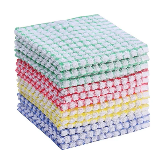 Egles Kitchen Dishcloth Set, 12"x12" 12-Pack, Pure Cotton Cleaning Dish Towel, Highly Absorbent (Mix Color)